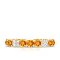 Natural Citrine Diamond Eternity Wedding Band