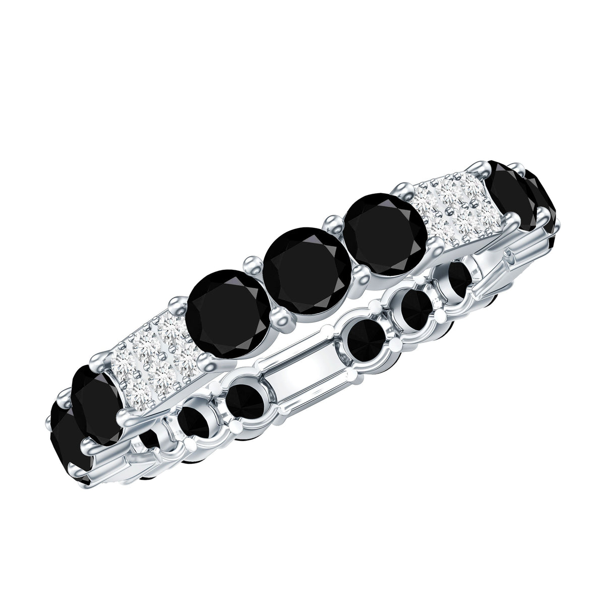 Real Black Spinel Diamond Eternity Ring for Anniversary