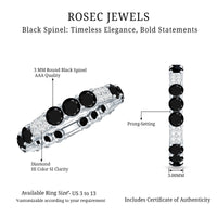 Real Black Spinel Diamond Eternity Ring for Anniversary