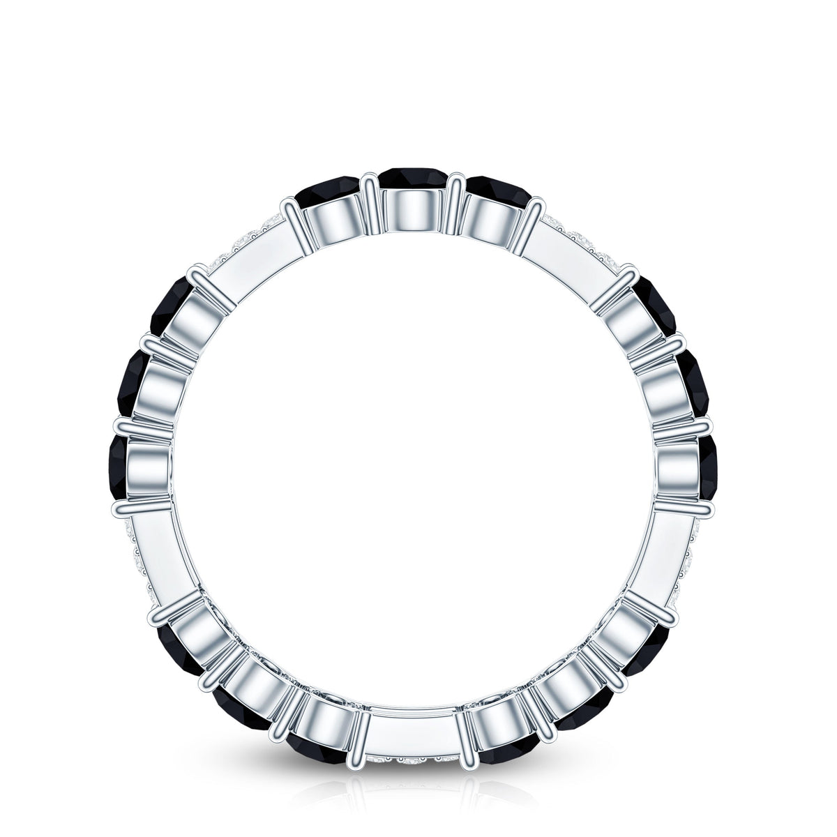 Real Black Spinel Diamond Eternity Ring for Anniversary