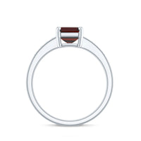 Certified Natural 6X8mm Garnet Emerald Cut Engagement Ring with Diamond