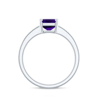 Natural 1.4 Carat Amethyst Emerald Cut Engagement Ring with Diamond