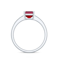Lab Grown Ruby Emerald Cut Engagement Ring with Real Diamond