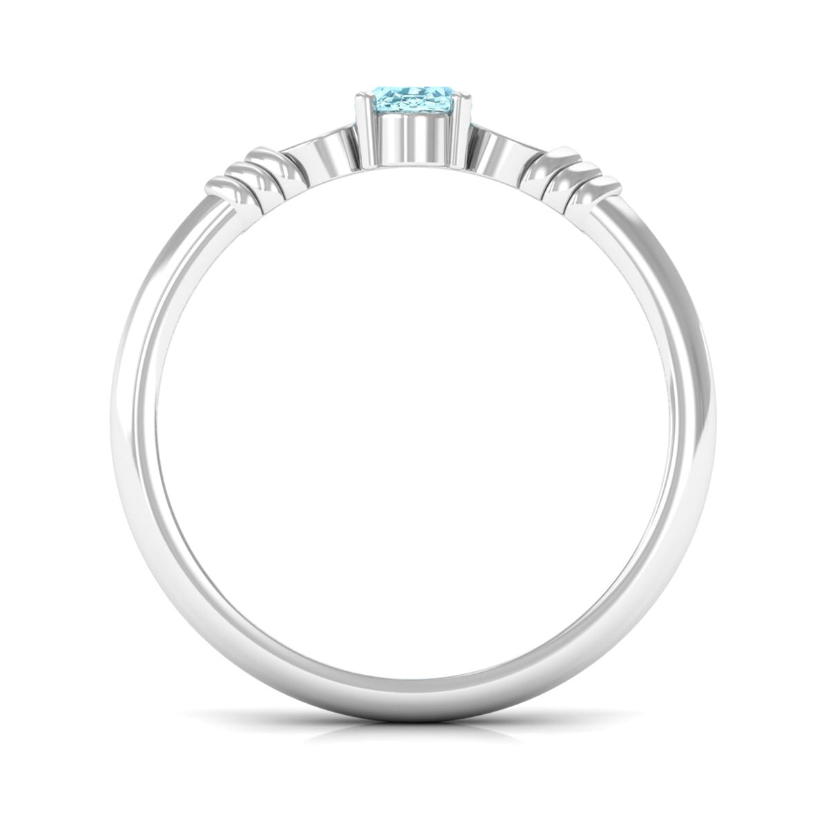 Natural aquamarine oval engagement ring with 6x8mm gemstone and diamond accents, crafted by Rosec Jewels.