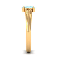 Natural aquamarine oval engagement ring with 6x8mm gemstone and diamond accents by Rosec Jewels, showcasing elegant jewelry design.