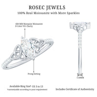 Marquise Cut Moissanite Celtic Knot Engagement Ring