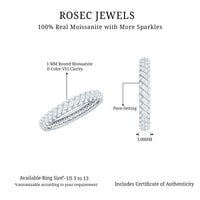 Elegant Moissanite Wedding Band Ring With Certificate