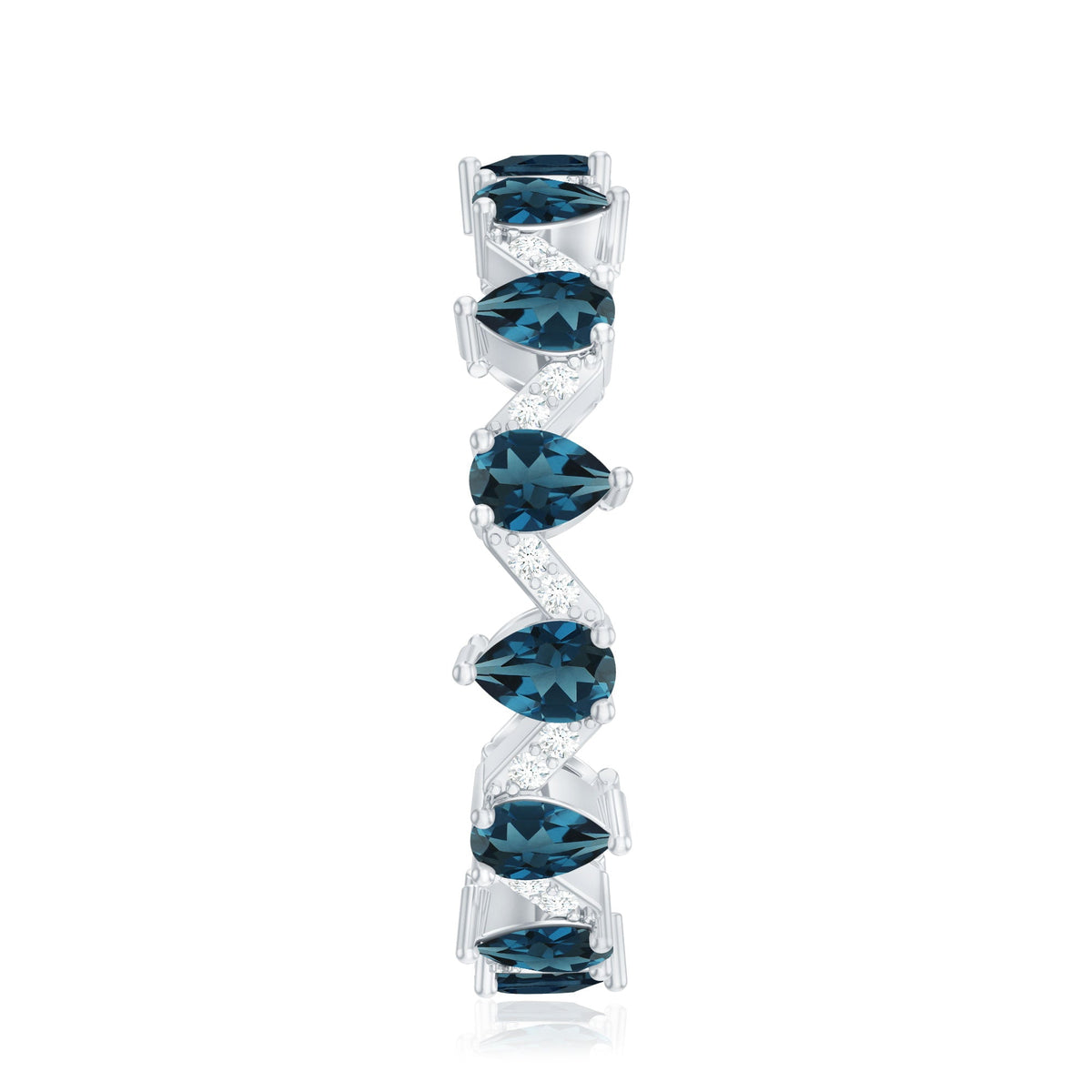 Pear Shape London Blue Topaz and Diamond Full Eternity Band