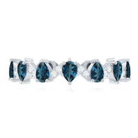 Pear Shape London Blue Topaz and Diamond Full Eternity Band