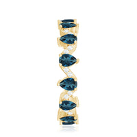 Pear Shape London Blue Topaz and Diamond Full Eternity Band