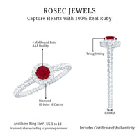 Natural Ruby Diamond Promise Ring with Bubble Shank