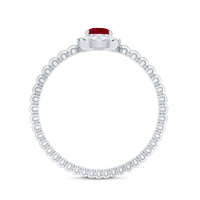 Natural Ruby Diamond Promise Ring with Bubble Shank