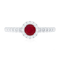Natural Ruby Diamond Promise Ring with Bubble Shank