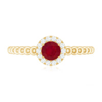 Natural Ruby Diamond Promise Ring with Bubble Shank