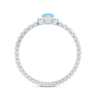 Natural Aquamarine Diamond Promise Ring with Bubble Shank