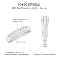 Certified Moissanite 3 Row Wedding Band for Men