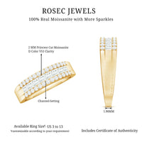 Certified Moissanite 3 Row Wedding Band for Men