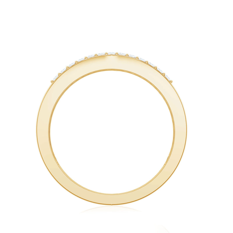Men's certified moissanite 3-row wedding band ring by Rosec Jewels, featuring sparkling stones and a sleek silver finish.