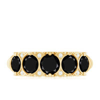 Vintage Inspired Black Onyx 5 Stone Anniversary Ring with Certificate