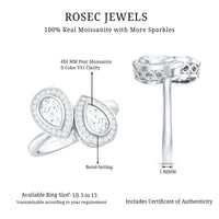 Pear Cut Moissanite Two Stone Engagement Ring with Halo