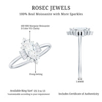 Marquise Cut Moissanite Antique Style Engagement Ring with Halo