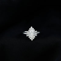 Marquise Cut Moissanite Antique Style Engagement Ring with Halo