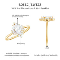Marquise Cut Moissanite Antique Style Engagement Ring with Halo