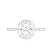 Vintage Inspired Moissanite Flower Engagement Ring
