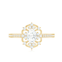 Vintage Inspired Moissanite Flower Engagement Ring