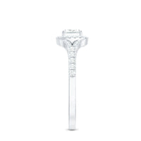Princess Cut Moissanite Halo Engagement Ring with Split Shank