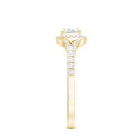 Princess Cut Moissanite Halo Engagement Ring with Split Shank