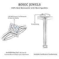 Certified Moissanite Princess Cut Wedding Ring Set for Women