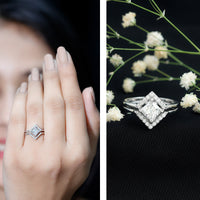 Certified Moissanite Princess Cut Wedding Ring Set for Women