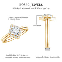 Certified Moissanite Princess Cut Wedding Ring Set for Women