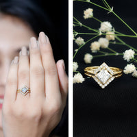 Certified Moissanite Princess Cut Wedding Ring Set for Women