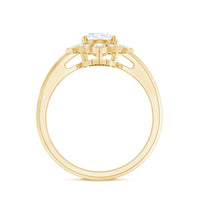Vintage Style Oval Shaped Moissanite Halo Engagement Ring