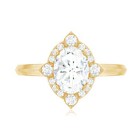 Vintage Style Oval Shaped Moissanite Halo Engagement Ring