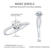 Certified Moissanite Rose Flower Engagement Ring
