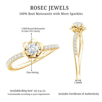 Certified Moissanite Rose Flower Engagement Ring