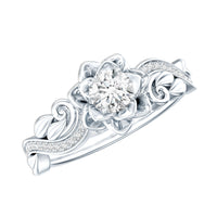 Certified Flower Inspired Moissanite Engagement Ring For Women