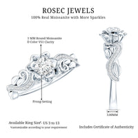 Certified Flower Inspired Moissanite Engagement Ring For Women