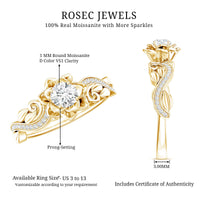 Certified Flower Inspired Moissanite Engagement Ring For Women