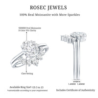 Designer 1.2 Carat Oval Cut Moissanite Wedding Ring Set With Certificate