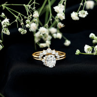 Designer 1.2 Carat Oval Cut Moissanite Wedding Ring Set With Certificate
