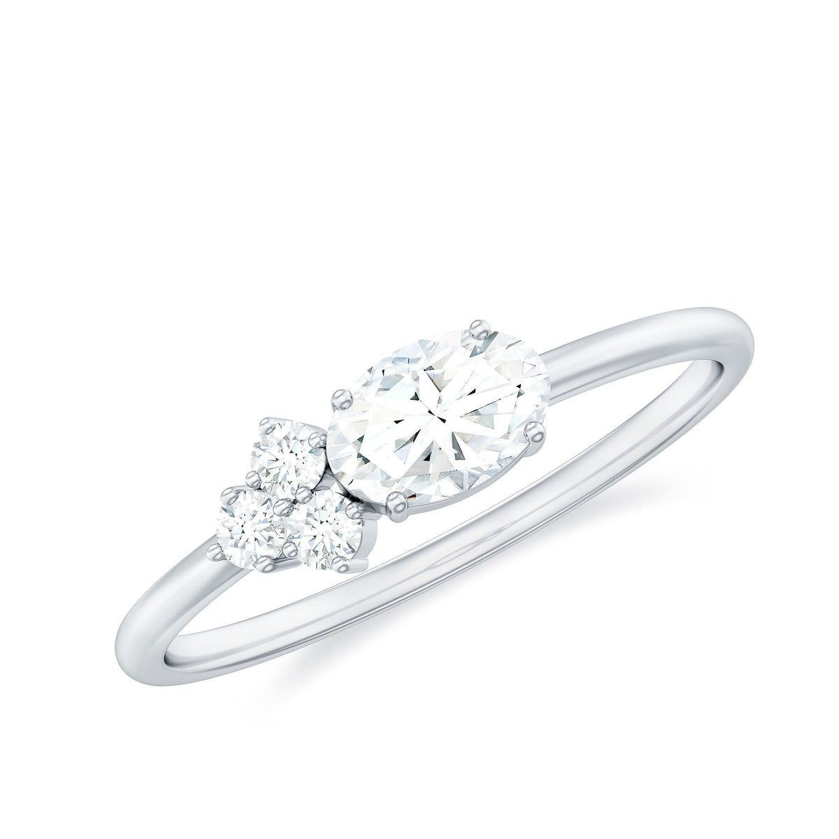 Oval and round Moissanite promise ring for her by Rosec Jewels, featuring sparkling gemstones set in a sleek ring design.