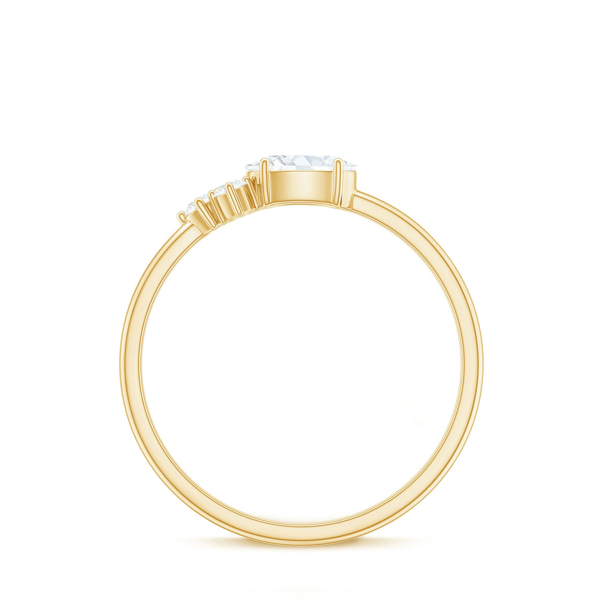 Oval and round moissanite promise ring for her featuring sparkling stones set in a delicate band, by Rosec Jewels.
