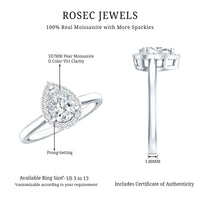 Brilliant cut 0.7 carat moissanite teardrop engagement ring by Rosec Jewels showcasing sparkling center stone and elegant band.