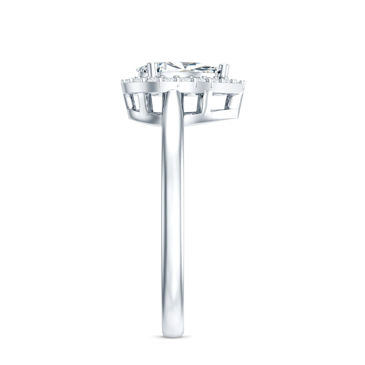 Brilliant cut 0.7 carat Moissanite teardrop engagement ring by Rosec Jewels featuring a sparkling teardrop-shaped gemstone and elegant band.