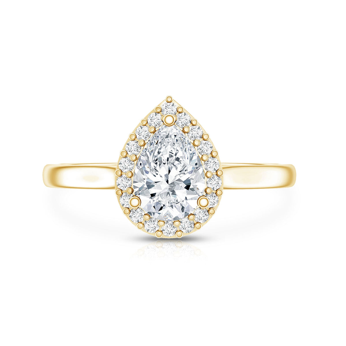 Brilliant cut 0.7 carat moissanite teardrop engagement ring by Rosec Jewels featuring a sparkling teardrop-shaped gemstone on a silver band.