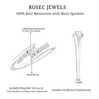 Round Cut Moissanite Promise Ring with Bypass Shank